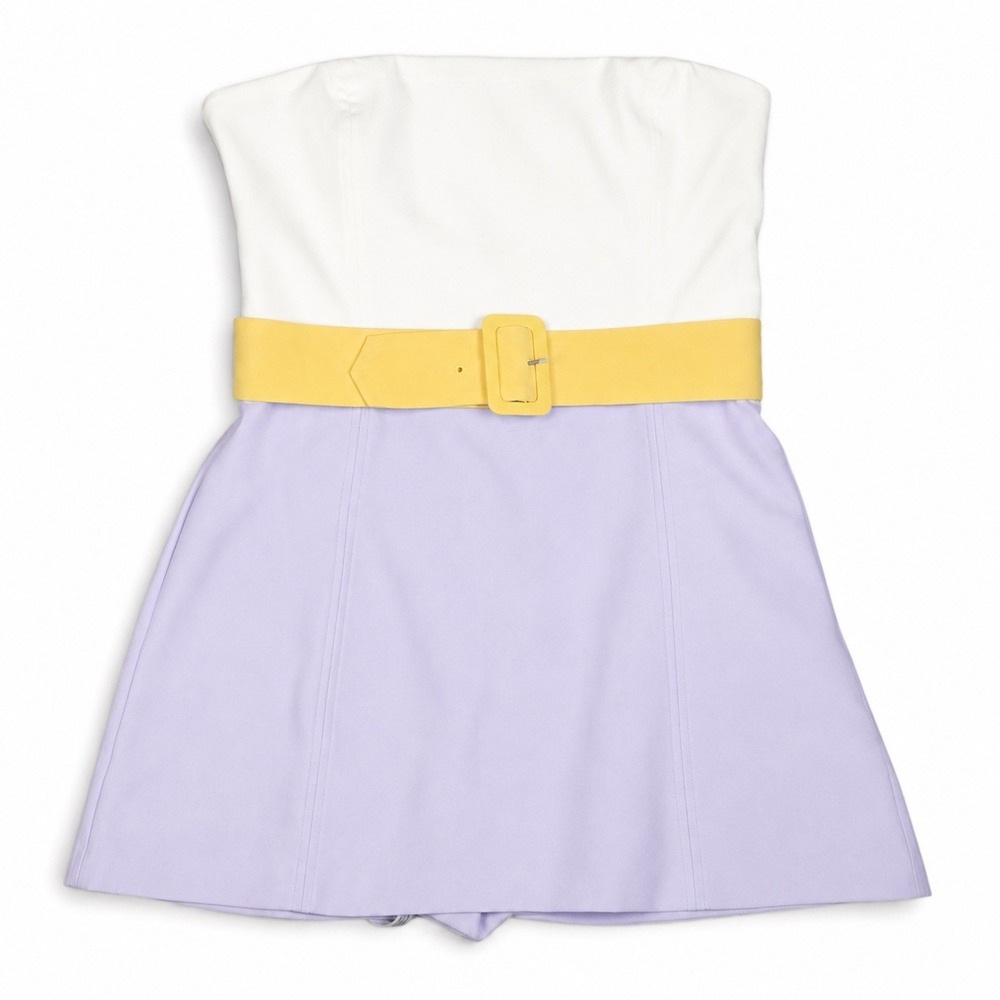 Amanda Uprichard Fae Strapless Skort Romper Belted Ivory Jasmine XL